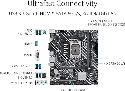ASUS Prime H610M-K D4 Intel LGA 1700 Micro ATX DDR4 Motherboard ASUS Prime H610M-K D4 Intel LGA 1700 Micro ATX DDR4 Motherboard